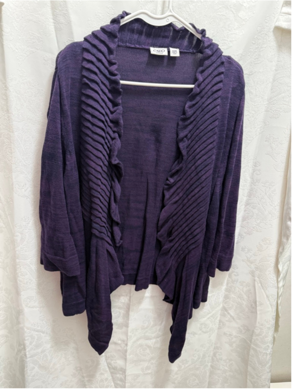 Women's Cato Woman Purple Ruffle Cardigan 18/20W